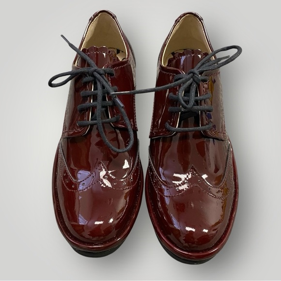 NWOT FLY LONDON Patent Leather Oxford Wedges Sz 37 - Picture 6 of 11
